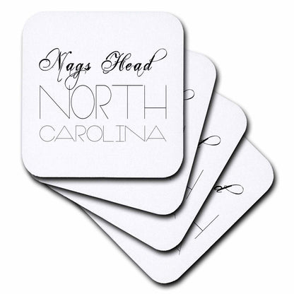 3dRose Alexis Design - American Beaches Typography - American Beaches. Decorative Text Nags Head, North Carolina - Coasters