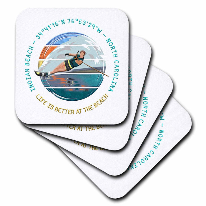 3dRose Indian Beach, Carteret County, North Carolina Summer Travel Gift - Coasters (cst-366896)