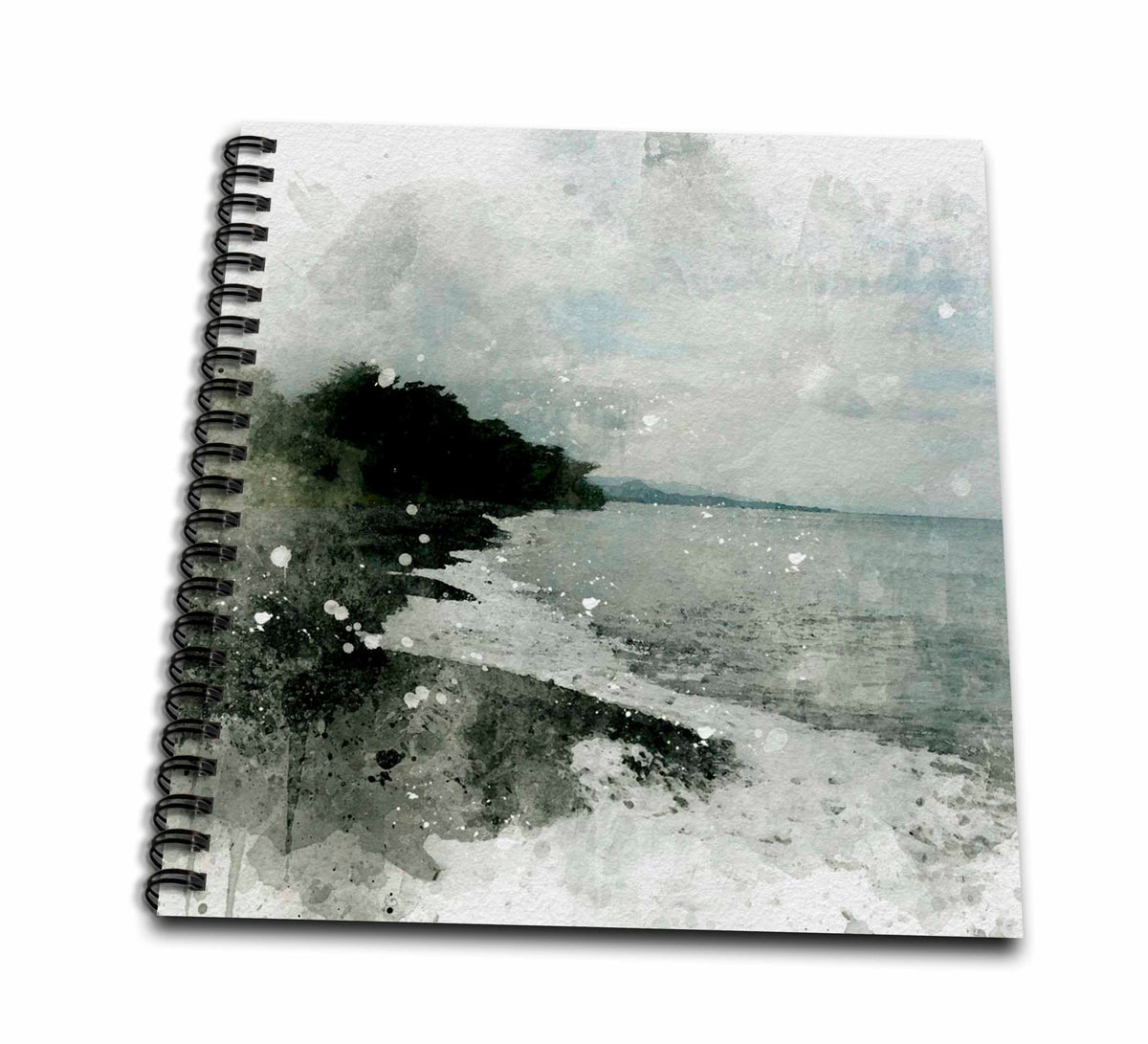 3dRose Cloudy Seaside Beach Image Of Watercolor - Drawing Books (db_349397)