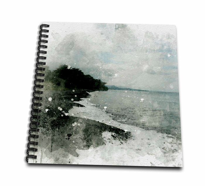 3dRose Cloudy Seaside Beach Image Of Watercolor - Drawing Books (db_349397)