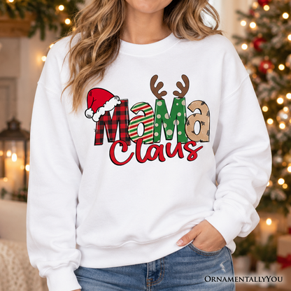 Mama Claus Retro Christmas Sweatshirt, Matching Family Holiday Sweater