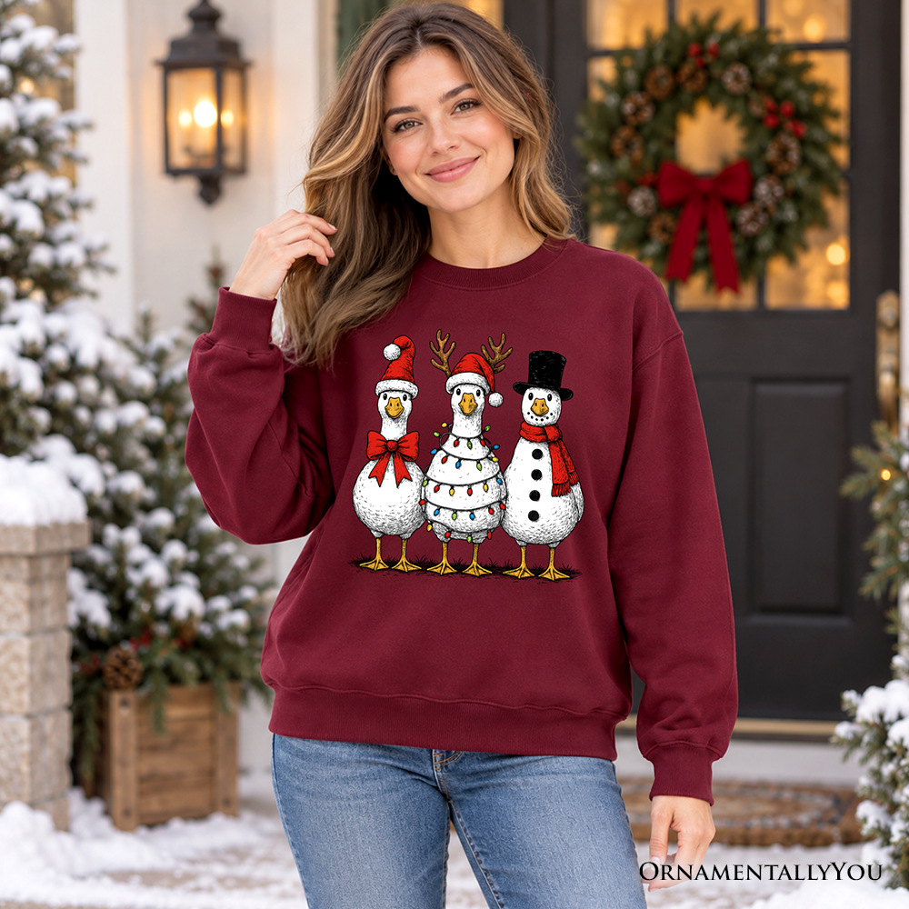 Vintage Christmas Silly Goose Sweatshirt, Snowman Spoof Winter Sweater