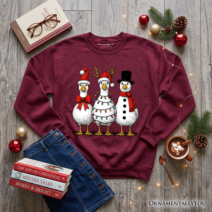 Vintage Christmas Silly Goose Sweatshirt, Snowman Spoof Winter Sweater