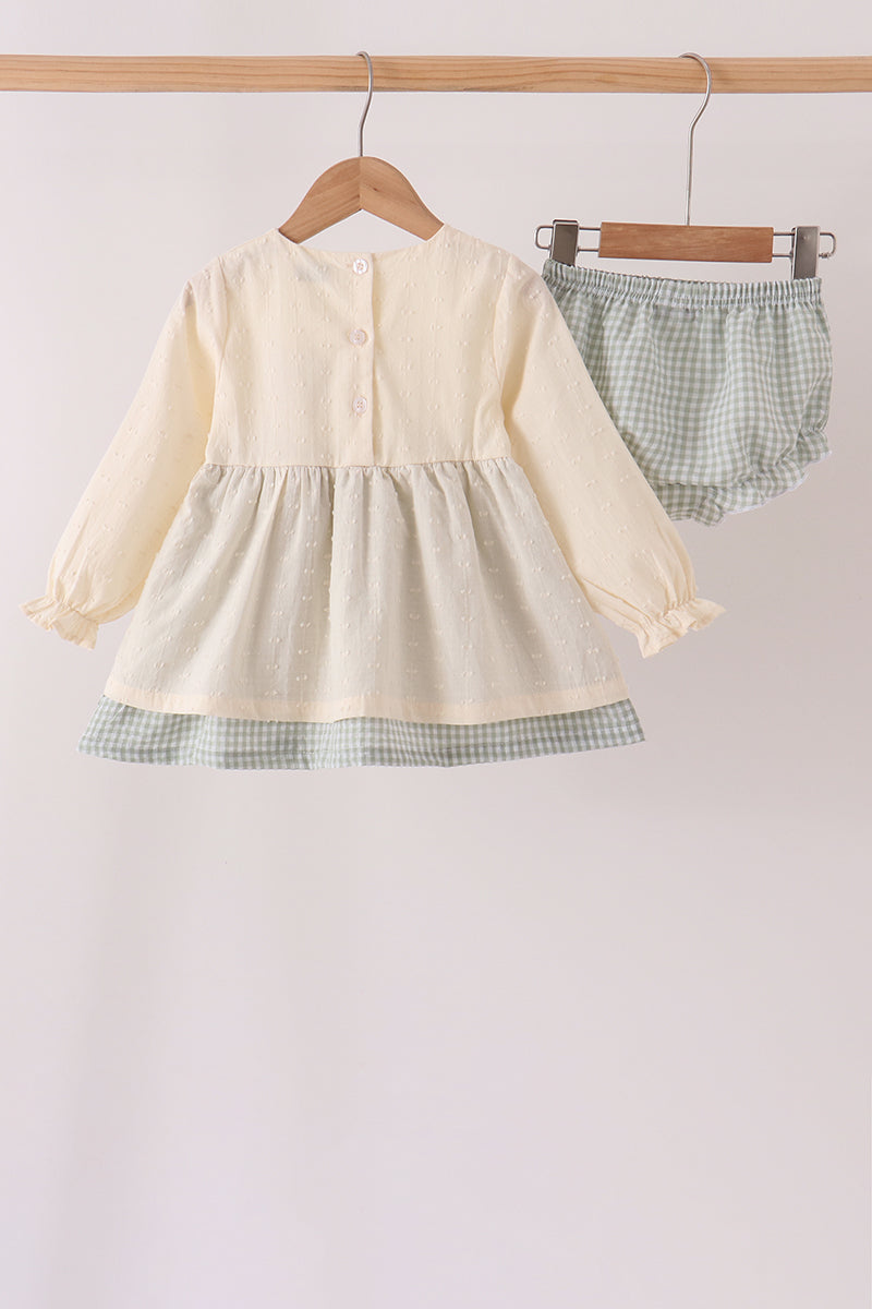 Beige turkey embroidery bloomer set