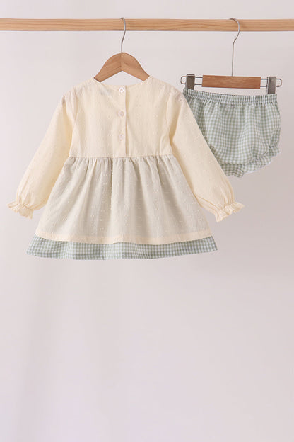 Beige turkey embroidery bloomer set