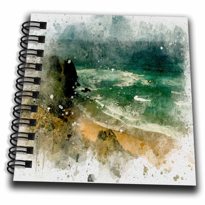 3dRose Pretty Emerald Green Seaside Beach Image Of Watercolor - Drawing Books (db_349432)