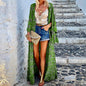 Women Clothing Printed Loose Long Sleeves Mid-Length Beach Bohemian Cardigan