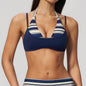 Summer Faux Two Piece Yoga Bra Contrast-Color Beauty Back Sling Halter Multi Strap Women Sports Bra
