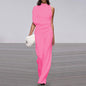 Women Pants Solid Color One Shoulder Pile Collar Jumpsuit Popular Dress Trousers