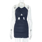 Women Clothing Slim Hollow Out Cutout Pleated Hip Backless Halter Solid Color Short Dress