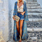 Women Clothing Printed Loose Long Sleeves Mid-Length Beach Bohemian Cardigan