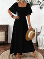 Ladies Spring Summer Bohemian Square Collar Fashion Elegant Generous Lotus Leaf Sleeve Women's Dress Dress