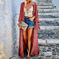 Women Clothing Printed Loose Long Sleeves Mid-Length Beach Bohemian Cardigan