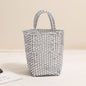 Gold Silver Color Portable Vegetable Basket Bag Solid Color Large Capacity Hand Carrying Woven Bag Seaside Vacation Beach Bag
