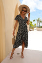 Summer Sexy Chiffon Printed V-neck Dress Ruffled Beach Dress