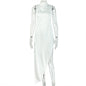 Solid Color Tight Women High Collar Slimming Asymmetric Dress Design Sleeveless Simple Backless Maxi Dress