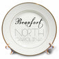 3dRose Alexis Design - American Beaches Typography - American beaches. Decorative text Beaufort, North Carolina - Plates