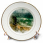 3dRose Pretty Emerald Green Seaside Beach Image of Watercolor - Plates (cp_349432)