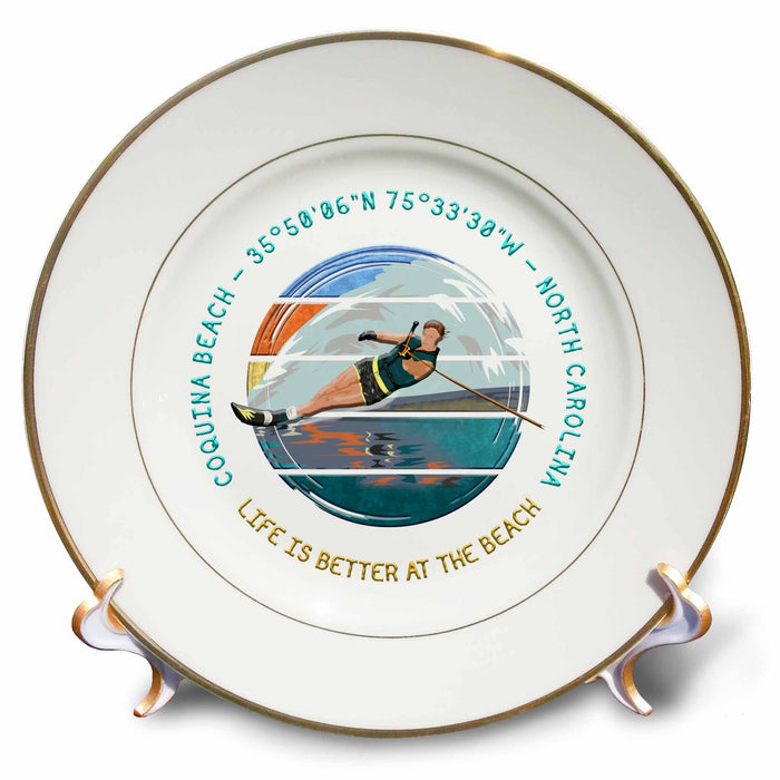 3dRose Coquina Beach, Cape Hatteras National Seashore, North Carolina gift - Plates (cp-366891)