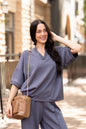 Butter Soft V-Neck Top, Slate Blue