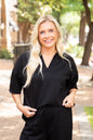 Butter Soft V-Neck Top, Black