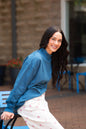 Mock Neck Sweatshirt, Navy