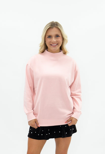 Mock Neck Sweatshirt, Light Pink