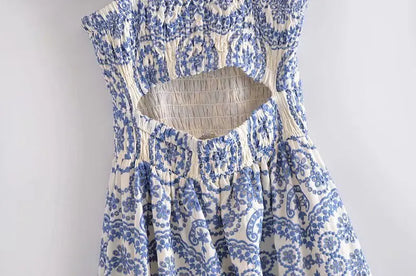 Blue Floral Embroidey Summer Beach Dress Women Casual Holiday Bohemian Dress Boho Sundress Maxi Long Vestidos Fashion Clothes