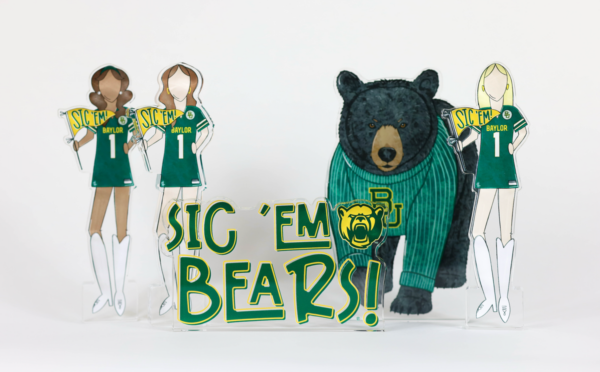 Sic 'Em Bears Acrylic Block Shelfie