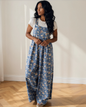Vienna Pleated Denim Overall Jumpsuit