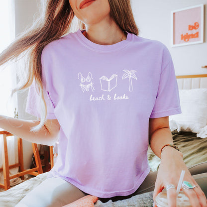 Beach & Books Heavyweight Comfort Colors Boxy Cropped Tee