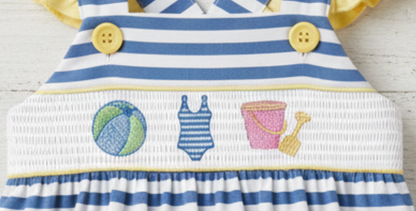 Smocked and embroidered Beach ball seaside dress
