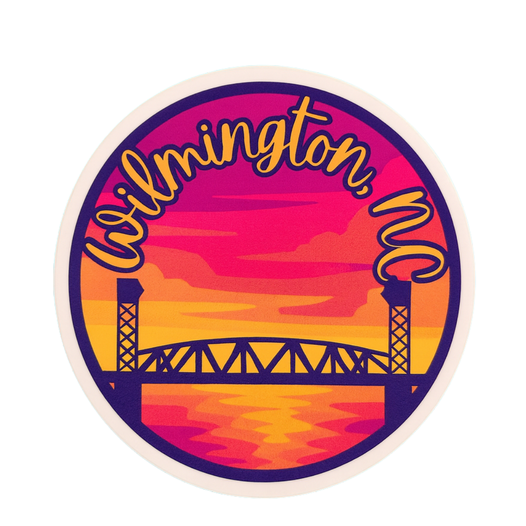 Wilmington, NC Cape Fear Memorial Bridge Sunset Sticker