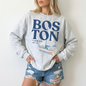 Boston Harbor Club Coastal Sailboat Sweatshirt | Vintage Nautical Graphic Crewneck