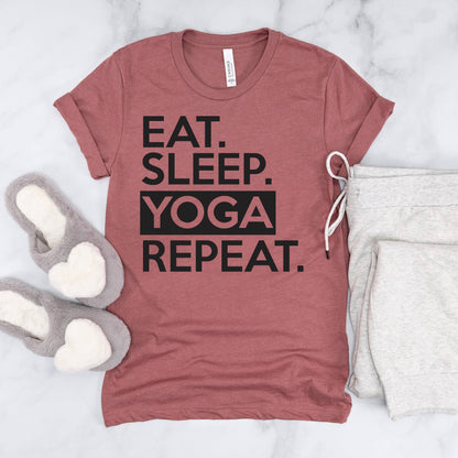 Yoga Graphic Tees Women | Eat Sleep Yoga Repeat Tee