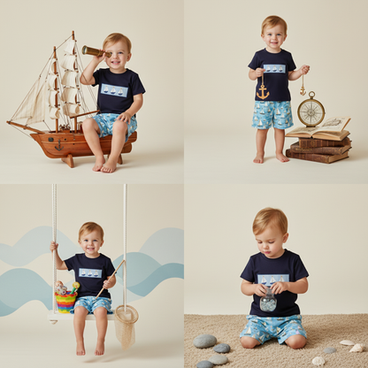 Sailboat Smocked Short set