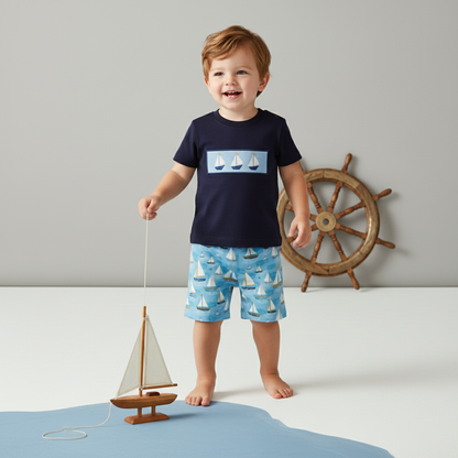 Sailboat Smocked Short set