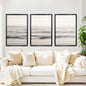 Seaside Triptych – Minimalist Ocean Wall Art in Muted Tones