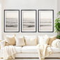 Seaside Triptych – Minimalist Ocean Wall Art in Muted Tones