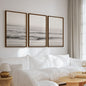 Seaside Triptych – Minimalist Ocean Wall Art in Muted Tones