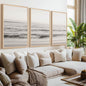 Seaside Triptych – Minimalist Ocean Wall Art in Muted Tones