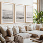 Seaside Triptych – Minimalist Ocean Wall Art in Muted Tones