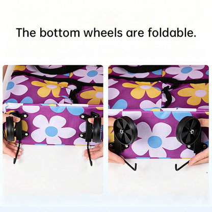 Portable Foldable Shopping Cart with Wheels - Lightweight Backpack Style Travel Trolley for Groceries & Storage