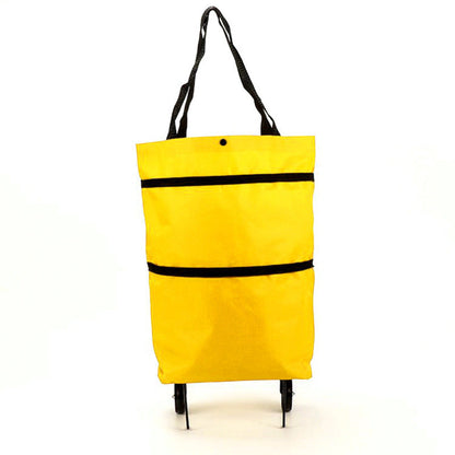 Portable Foldable Shopping Cart with Wheels - Lightweight Backpack Style Travel Trolley for Groceries & Storage