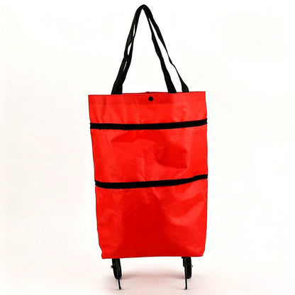 Portable Foldable Shopping Cart with Wheels - Lightweight Backpack Style Travel Trolley for Groceries & Storage