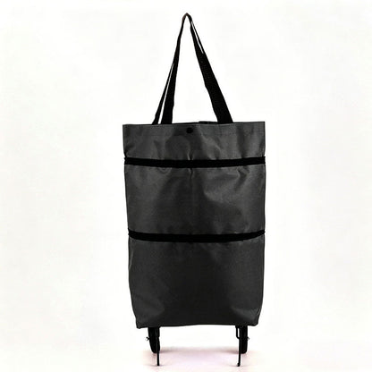 Portable Foldable Shopping Cart with Wheels - Lightweight Backpack Style Travel Trolley for Groceries & Storage