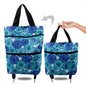 Portable Foldable Shopping Cart with Wheels - Lightweight Backpack Style Travel Trolley for Groceries & Storage