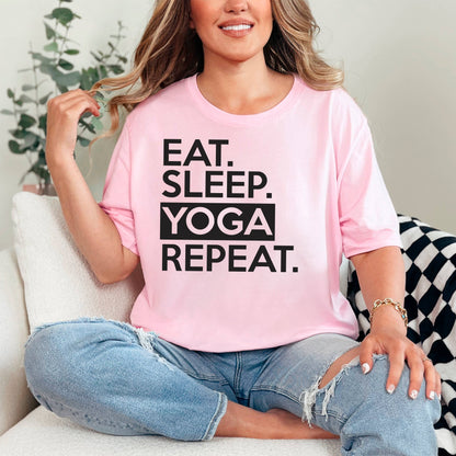 Yoga Graphic Tees Women | Eat Sleep Yoga Repeat Tee