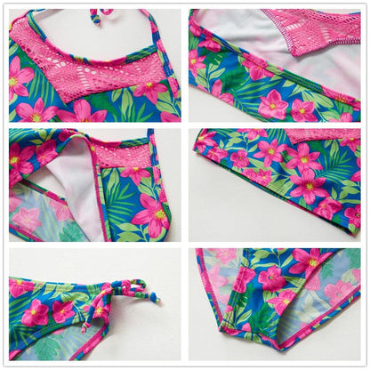 Girls Swimsuit Kids Swimwear Cute Print Kids Bikini Sets Girls Swimsuits Two Piece Bathing Suit Sets 3D Printed Swimwear Ruffle Style Children Swimwear Kids Beach Wear 2-16 Year