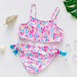 Girls Swimsuit Kids Swimwear Cute Print Kids Bikini Sets Girls Swimsuits Two Piece Bathing Suit Sets 3D Printed Swimwear Ruffle Style Children Swimwear Kids Beach Wear 2-16 Year